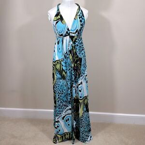 Eva Varro Summer Resort Tropical Dragonfly Print Sleeveless Dress Women Small